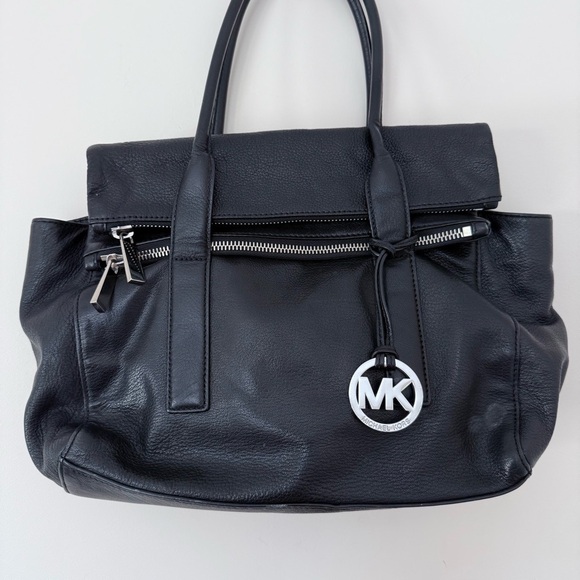 MICHAEL KORS TIPPI BLACK SLATE LEATHER LGE SATCHEL,PURSE,HAND BAG - Picture 4 of 15